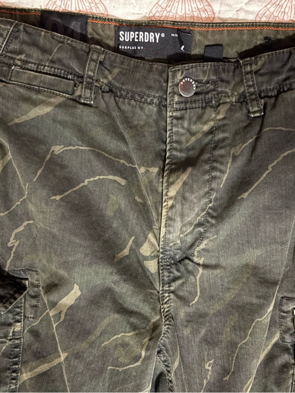 Superdry Surplus NY Olive Cargo Pants with Orange Stitching